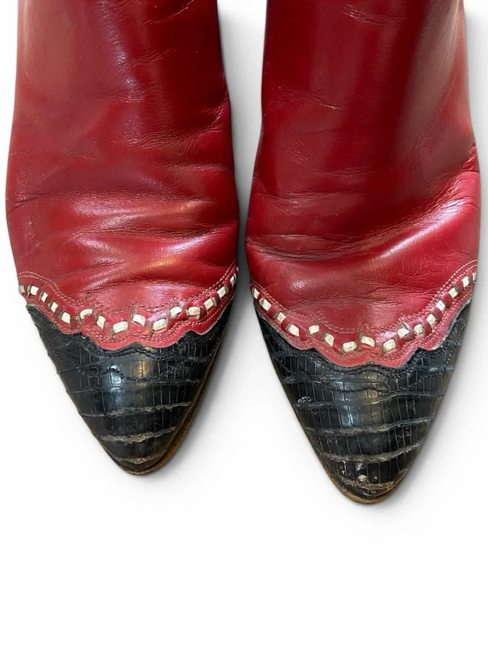 Tony Lama Vintage Leather Lizard Wingtip Cowgirl Boots - Picture 5 of 9